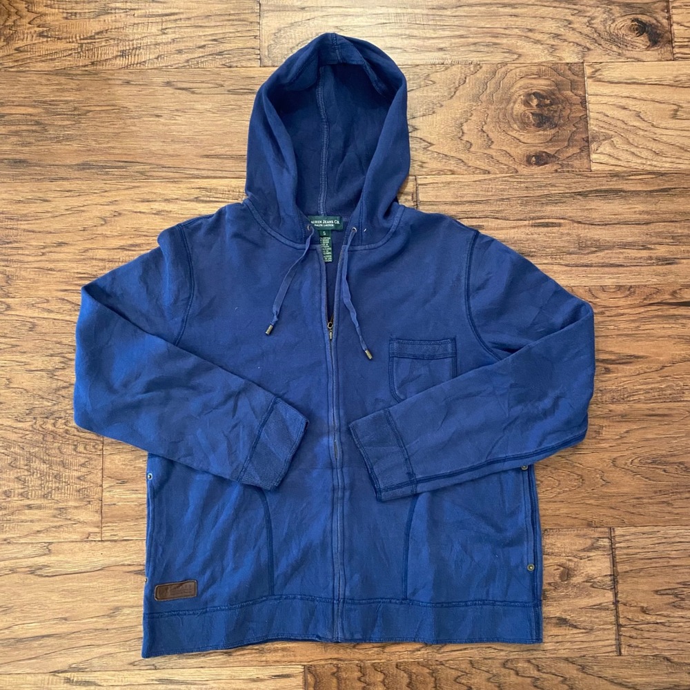 Lauren Jeans Co Ralph Lauren Navy Blue Full Zip Hoodie Equestrian Cotton Small